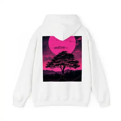 Meditating Man Pink Moon Silhouette Art