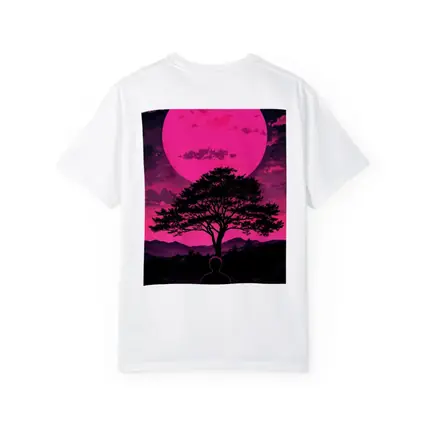 Meditating Man Pink Moon Silhouette Art