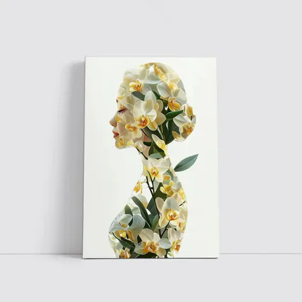 Woman Silhouette Double Exposure White Orchids