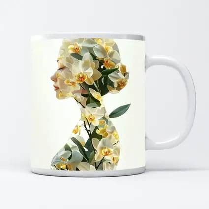 Woman Silhouette Double Exposure White Orchids