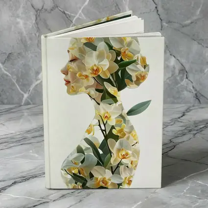 Woman Silhouette Double Exposure White Orchids
