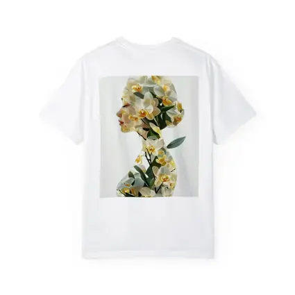 Woman Silhouette Double Exposure White Orchids