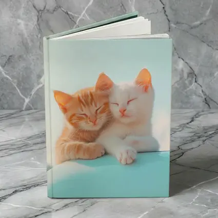 Two Kittens Cuddling Against Light Blue Sky