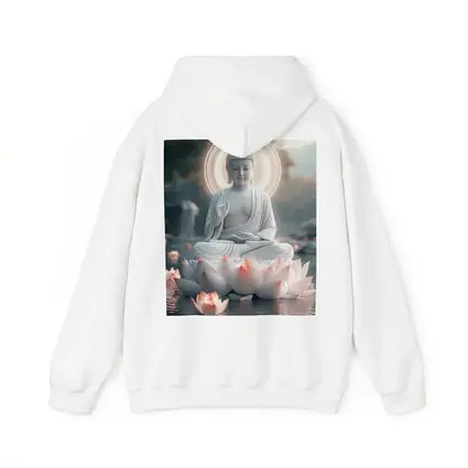 White Buddha Lotus Flower Glowing Halo Water