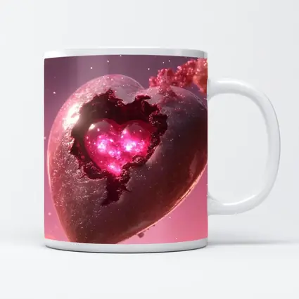 Glowing Pink Heart Stone Cosmic Art