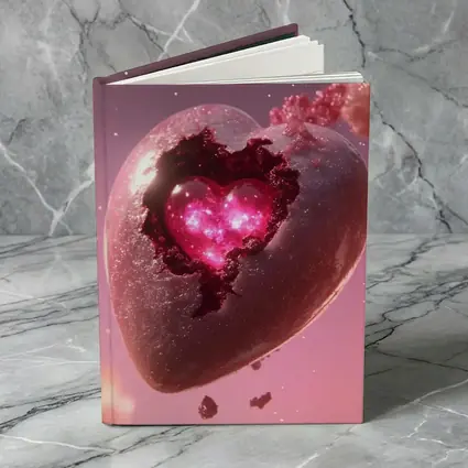 Glowing Pink Heart Stone Cosmic Art