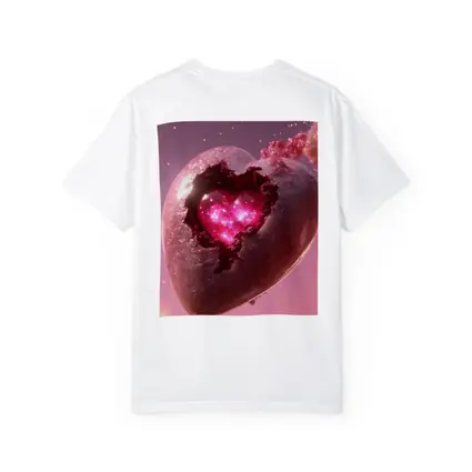 Glowing Pink Heart Stone Cosmic Art