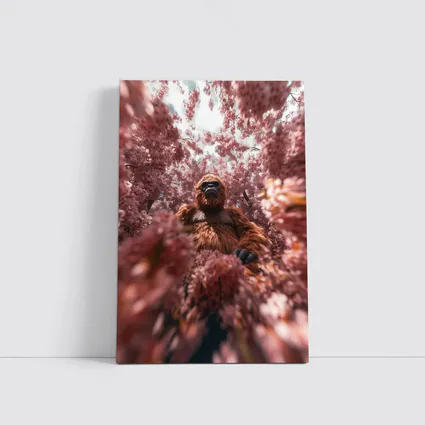 Gorilla Among Pink Blossoms Surreal Art