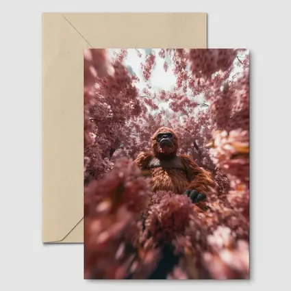Gorilla Among Pink Blossoms Surreal Art
