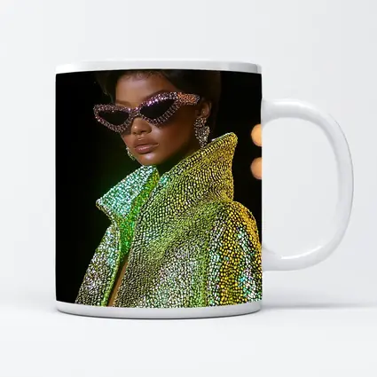 Glam Woman Crystal Sunglasses Green Sequin Jacket