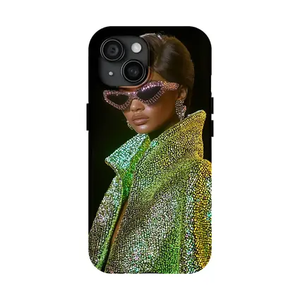 Glam Woman Crystal Sunglasses Green Sequin Jacket