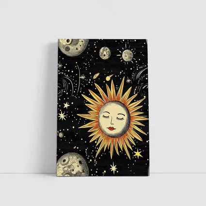 Celestial Sun Face Black Space Art