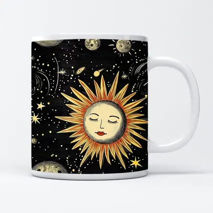 Celestial Sun Face Black Space Art