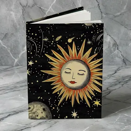 Celestial Sun Face Black Space Art