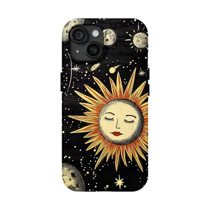 Celestial Sun Face Black Space Art