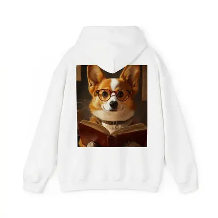 Corgi Dog Reading Book With Glasses