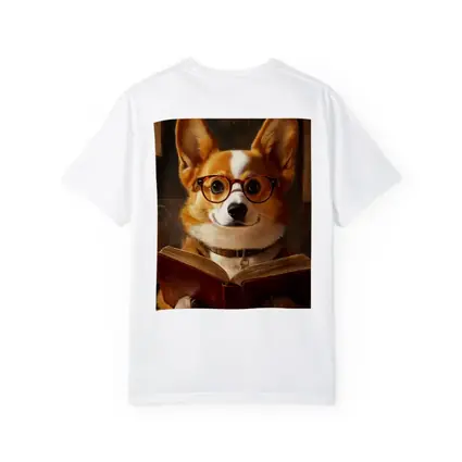 Corgi Dog Reading Book With Glasses