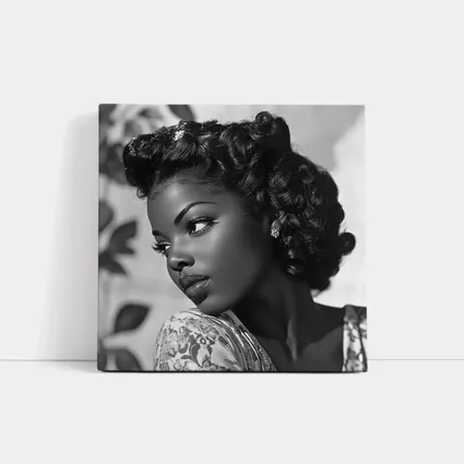 Black and White Retro Woman Portrait Art