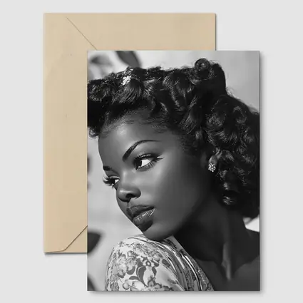 Black and White Retro Woman Portrait Art