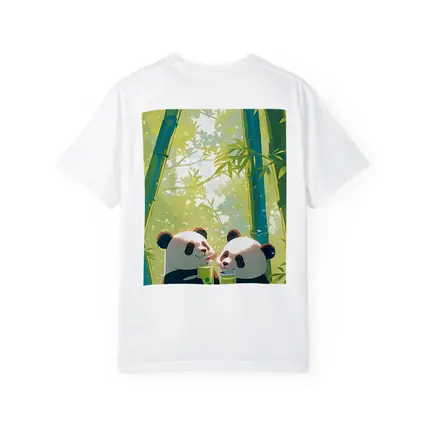 Two Pandas Drinking Tea Bamboo Forest