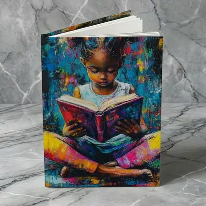 Young Girl Reading Book Colorful Painting Art