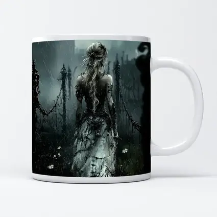 Gothic Woman Dark Rainy Castle Fantasy Art