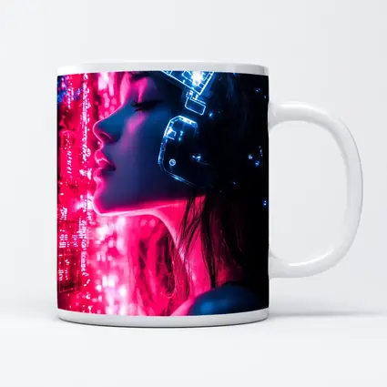 Cyberpunk Woman Neon Circuit Helmet Dark