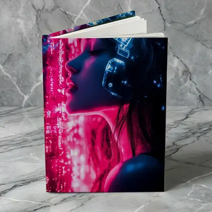 Cyberpunk Woman Neon Circuit Helmet Dark