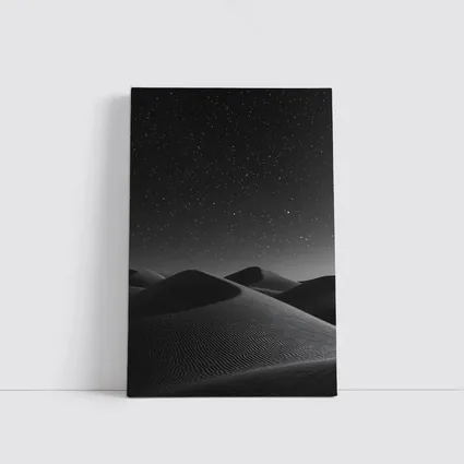 Black and White Desert Dunes Starry Night