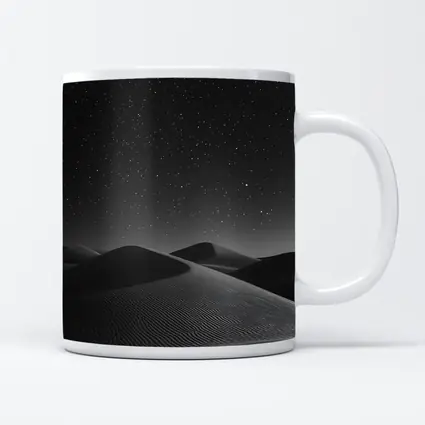 Black and White Desert Dunes Starry Night