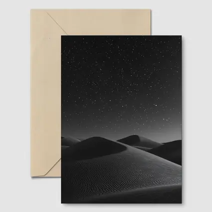 Black and White Desert Dunes Starry Night