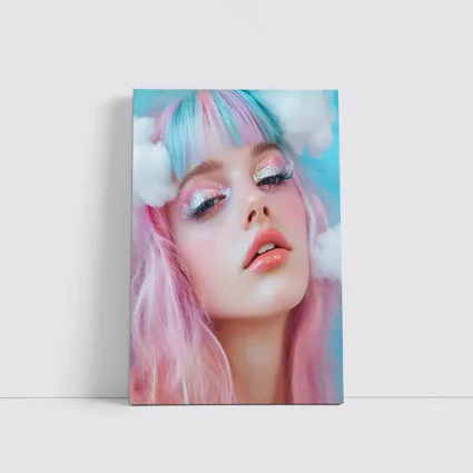 Pastel Fantasy Girl Glitter Makeup Cloud Background