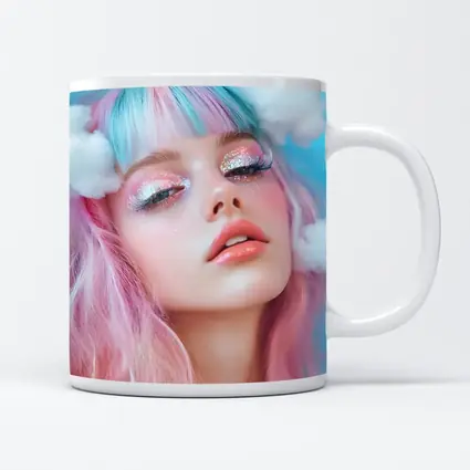 Pastel Fantasy Girl Glitter Makeup Cloud Background