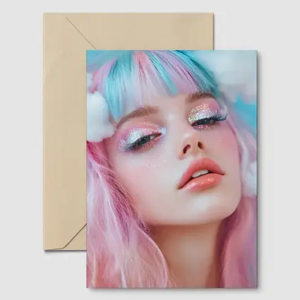 Pastel Fantasy Girl Glitter Makeup Cloud Background