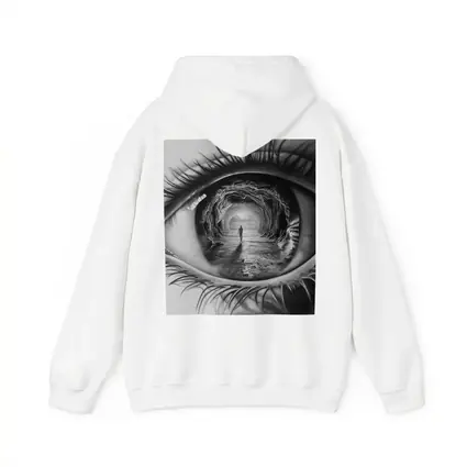 Surreal Eye Portal Figure Black White