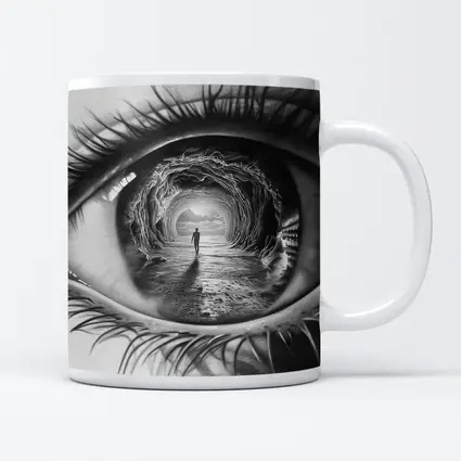 Surreal Eye Portal Figure Black White