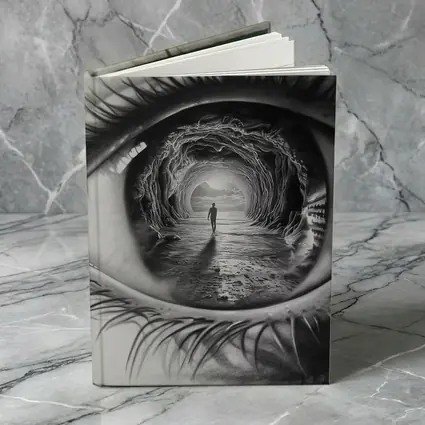 Surreal Eye Portal Figure Black White