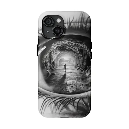 Surreal Eye Portal Figure Black White