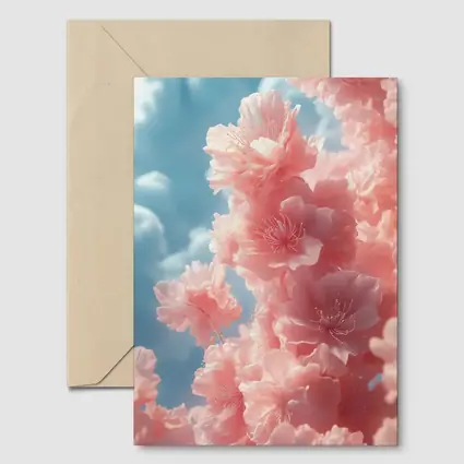 Pink Flowers Blooming Against Soft Sky