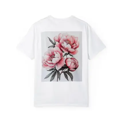 Pink Peony Bouquet Botanical Illustration White Background