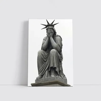 Statue of Liberty Weeping Hands Covering Face