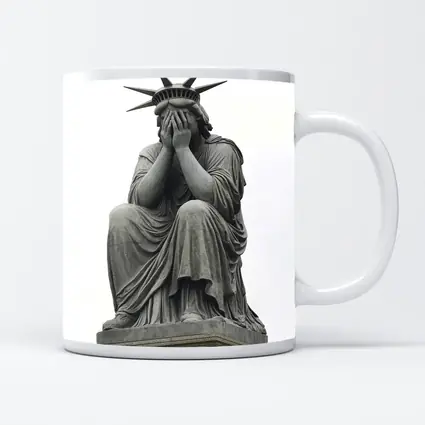 Statue of Liberty Weeping Hands Covering Face