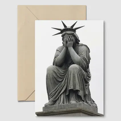 Statue of Liberty Weeping Hands Covering Face