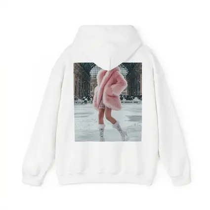 Pink Fur Coat Woman Snow Milan Gallery