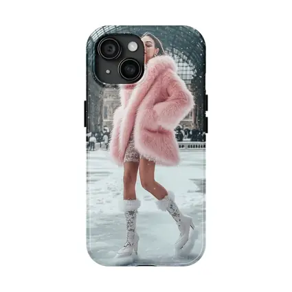Pink Fur Coat Woman Snow Milan Gallery