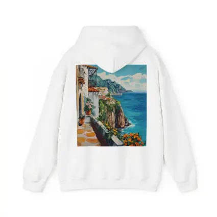 Amalfi Coast Cliffside Oil Painting Mediterranean View