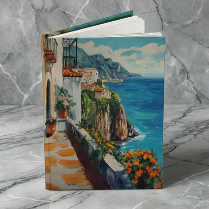 Amalfi Coast Cliffside Oil Painting Mediterranean View