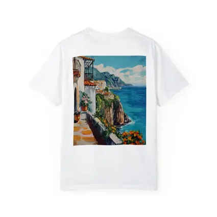 Amalfi Coast Cliffside Oil Painting Mediterranean View