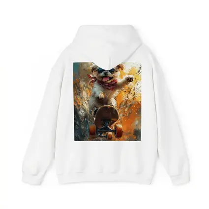 Cool Dog Skateboarding Colorful Abstract Background