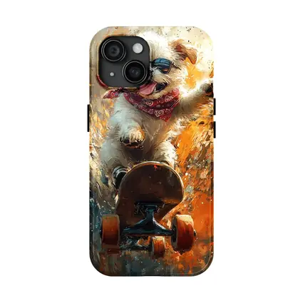 Cool Dog Skateboarding Colorful Abstract Background